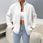 Popular Solid Color Double Sided Plush Zipper Cardigan Casual Women Autumn Winter Plush Coat