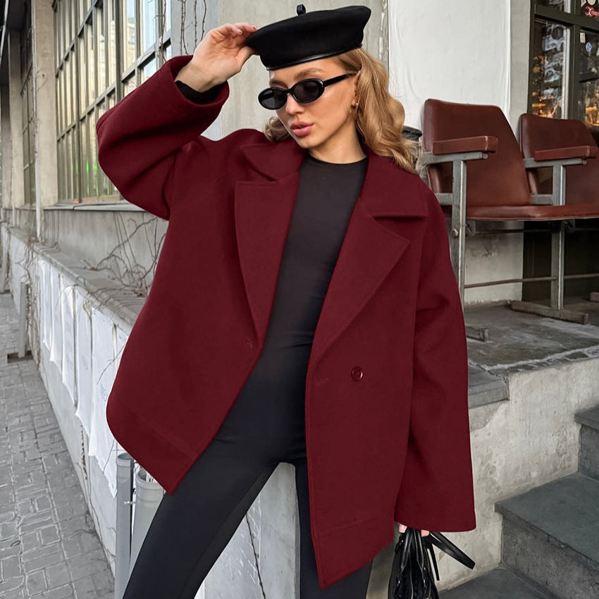 Autumn Winter Atmosphere Woolen Coat Women Waist Controlled Lace up All Matching Long Sleeve Woolen Cloth Overcoat