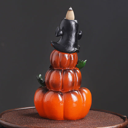 Handmade Halloween Pumpkin Backflow Incense Burner Waterfall
