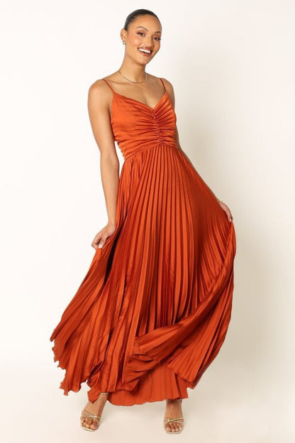 Summer V neck Elegant Graceful Sling Backless Long Pleated Dress
