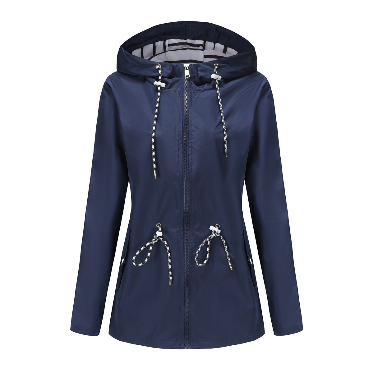 Waterproof Hooded Trench Coat - Mid-Length Raincoat for Women