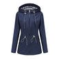 Waterproof Hooded Trench Coat - Mid-Length Raincoat for Women
