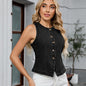 Autumn Sleeveless Design Washed Denim Vest Top Women
