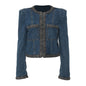 Personality Women Delicate Personality Padded Shoulder Denim Jacket Short Coat Women