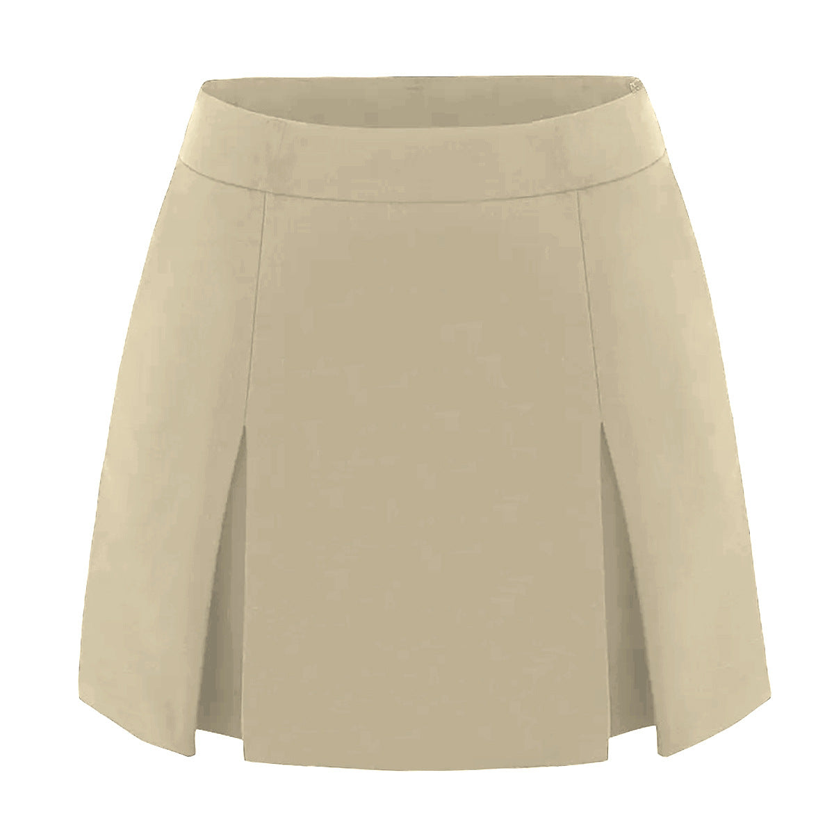 Women Double Slit A line Pantskirt Elastic High Waist Zipper Culottes Women