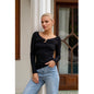 Fall V neck Top Elegant Long Sleeve Women Knitted Sweater