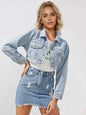 Women Clothing Casual Loose Denim Short Coat White Denim Jacket