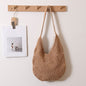 Casual Large Capacity Cotton Thread Woven Bag Hand Crocheted Floral Shoulder Bag Vacation Beach Bag Women Bag