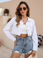 Women Clothing Casual Loose Denim Short Coat White Denim Jacket