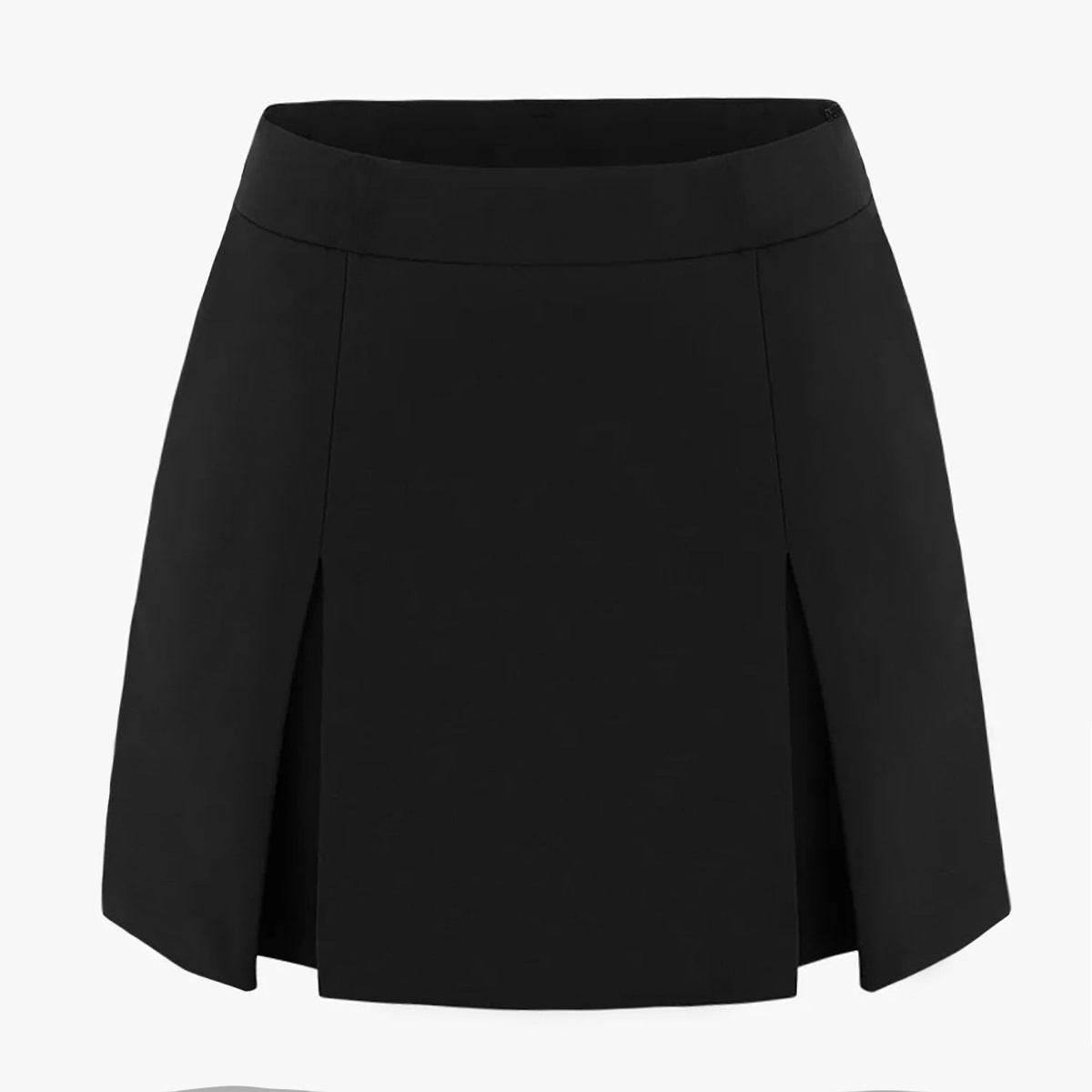 Women Double Slit A line Pantskirt Elastic High Waist Zipper Culottes Women