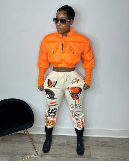 Women Clothing Winter Cotton Padded Jacket Stand Collar Short Coat Warm Quilted Jacket Jacket