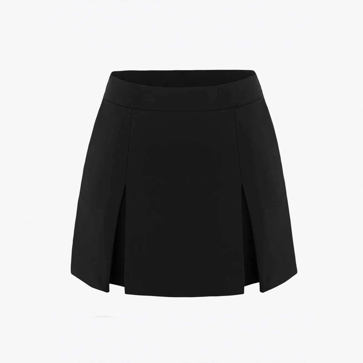 Women Double Slit A line Pantskirt Elastic High Waist Zipper Culottes Women