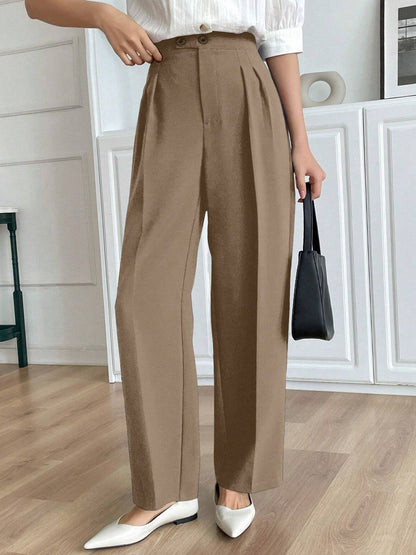 Office Autumn Straight Casual Pants Small Drape High Sense Brown Narrow Version Slimming Straight Pants
