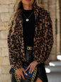 Flash Velvet Women Clothing Autumn Winter Loose Zip Long Sleeve Leopard Plush Coat