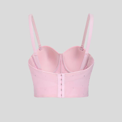 Women Wear Tube Top Rhinestone Chain Handmade Small Vest Sling Basic Design