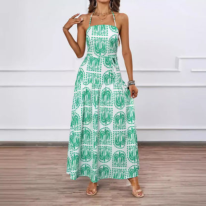 Women Floral Halter Beach Hawaii Holiday Dress