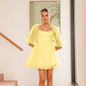 Organza Solid Color Retro Puff Sleeve Princess Dress Large Dress