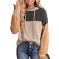 Autumn Winter Twist Strip Color Matching Long Sleeve Hoodie Loose Sweater