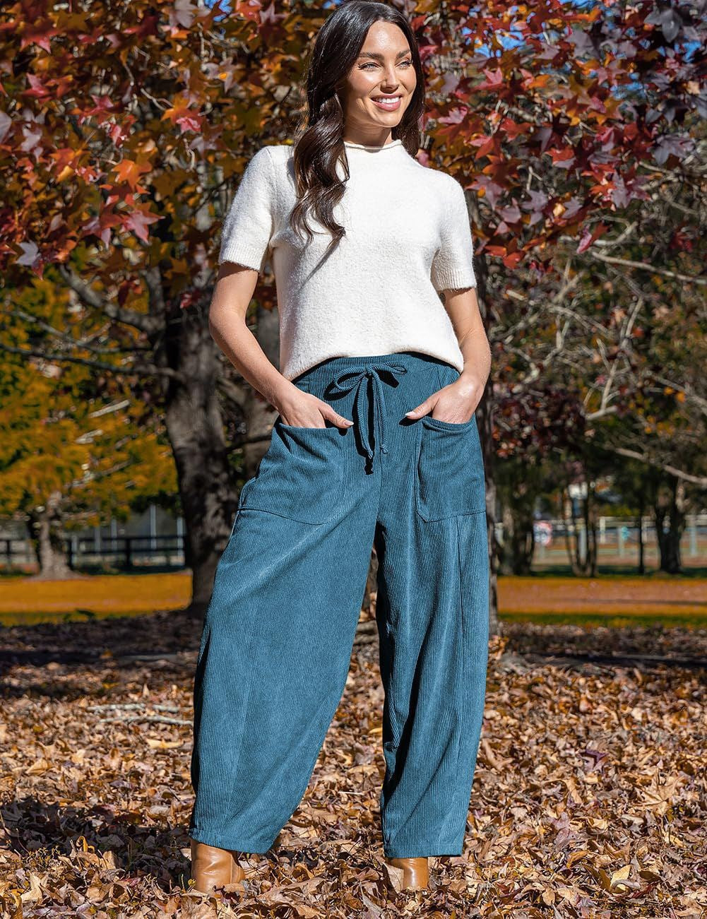 Autumn Winter Corduroy Casual Slimming Harem Pants Wide Leg Pants Women Clothing