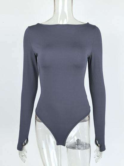 Women Autumn Winter off Neck Tight Jumpsuit