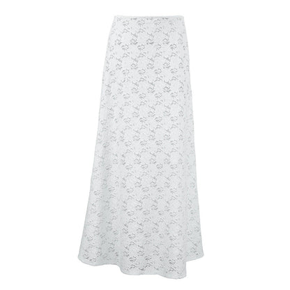 Sexy Design Lace Beach Casual Fishtail Skirt Autumn Winter Elegant White Ankle High Skirt Women