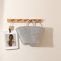 Silver Portable Straw Weaved Bag Metal Sense Large Capacity Hand Carrying Woven Bag Women Seaside Vacation Beach Bag