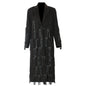 Personalized Faux Leather Tassel Embellished Mid Length Coat Windbreaker Woolen Coat