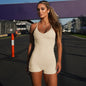 Women Clothing Summer Solid Color Sling Backless Fitness Yoga Tight Jumpsuit