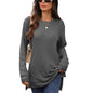 Autumn Winter round Neck Geometric Abstract Jacquard Loose Fitting Long Sleeved T shirt Top Women