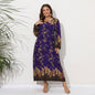 Plus Size Ethnic Loose Maxi Dress Cashew Printed Long Sleeve Dress