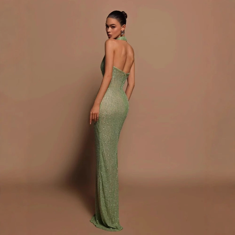 Popular Sexy One Shoulder Sequined Sheath Slim Fit Cocktail Annual Party Party Evening Dress