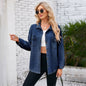 Women Clothing Spring Washed Loose Denim Shirt Top