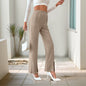 Autumn Office Casual Simple Loose High Waist Slit Solid Color Straight Leg Pants Women