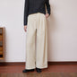 Autumn Winter Wool Straight Leg Pants Women High Waist Pleated Crisp Embellished Wide Leg Pants All Matching Slimming Warm Trousers