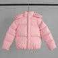 Pink Hooded Cotton Jacket Winter Thickened Puffer Jacket Coat Thermal Cotton Padded Coat