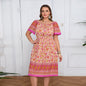 Plus Size Women Clothing Short Sleeve Bohemian Dress Holiday Beach Dress Summer