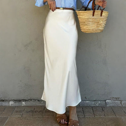 Solid Color Hip Skirt Long Skirt Skirt Women Clothing Autumn Winter