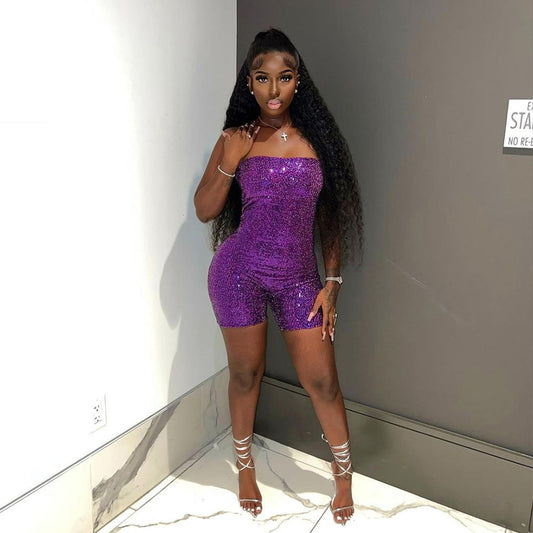 Sexy Tube Top Sequined Jumpsuit Women Jumpsuit