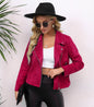 Women Clothing Spring Autumn Collared Zipper Small Long Sleeve Jacket