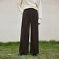 Autumn Winter Wool Straight Leg Pants Women High Waist Pleated Crisp Embellished Wide Leg Pants All Matching Slimming Warm Trousers