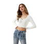 Cropped Long Sleeve Bottoming Shirt Slim T shirt Square Collar Sexy Women Clothing Top