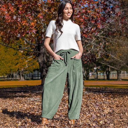 Autumn Winter Corduroy Casual Slimming Harem Pants Wide Leg Pants Women Clothing