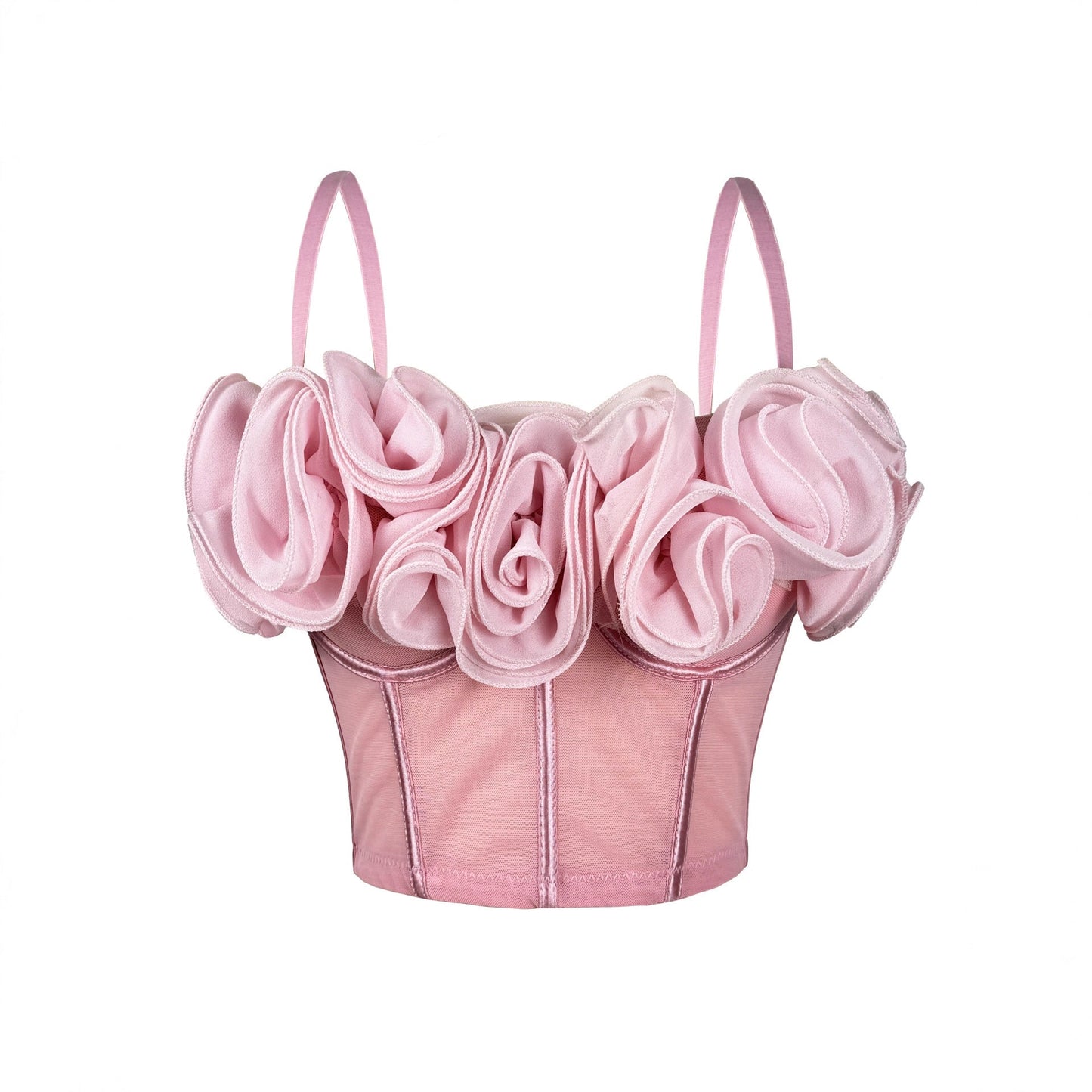 Three Dimensional Floral Boning Corset Bra Pure Want Tube Top Vest Mesh Breathable Inner Wear Boning Corset Top Sexy Sling