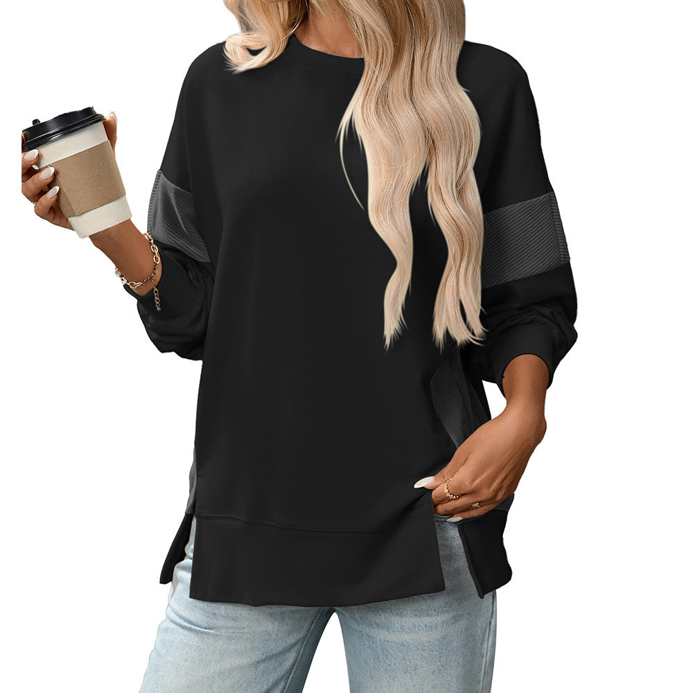 Women round Neck Multicolor round Neck All Matching Casual Loose Sweatshirt