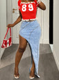 Women Fashionable Irregular Asymmetric Stretch Denim Skirt