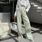 Summer All Matching Yarn Gold Solid Color Mid Waist Elastic Band Trousers Russian Office Casual Pants Women Clothing