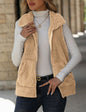 Flash Velvet Women Clothing Autumn Winter Cardigan Zipper Loose Pockets Coat Double Sided Plush Vest