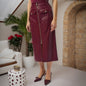 Autumn Design High Waist Slim Fit Slimming with Metal Zipper Elegant Faux Leather Skirt
