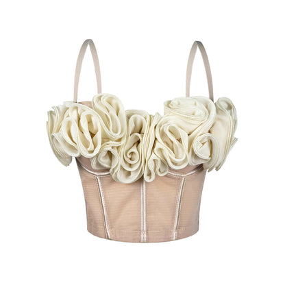 Three Dimensional Floral Boning Corset Bra Pure Want Tube Top Vest Mesh Breathable Inner Wear Boning Corset Top Sexy Sling