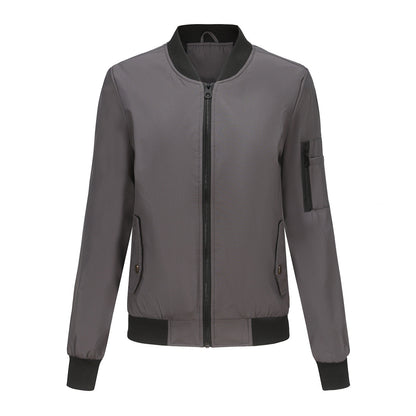 Spring Autumn Thin Flight Jacket Women Casual Long Sleeve Coat Women Loose Collared Varsity Jacket